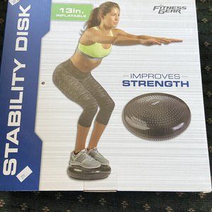NEW FITNESS GEAR STABILITY DISK 13" INFLATABLE WITH MINI HAND AIR PUMP (Gray)